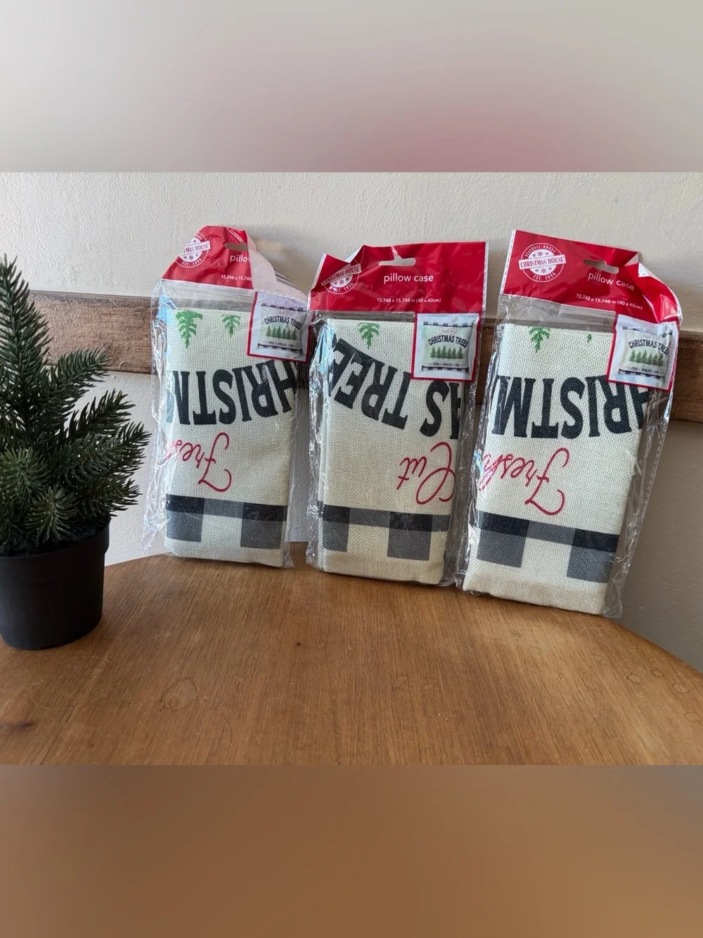 Christmas Tree Holiday Pillow Case - Red, Black & White